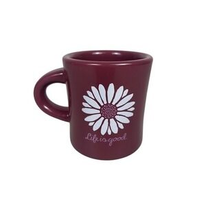 Life is Good Home Daisy Coffee Mug Maroon Do What You Like Diner Style Ceramic